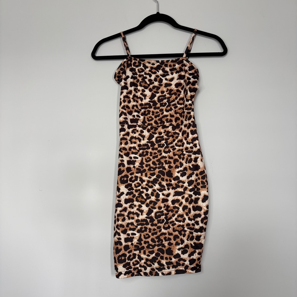 SHEIN Cheetah Print Short Dress Size XS Spaghetti Straps Slim Fitting Timeless